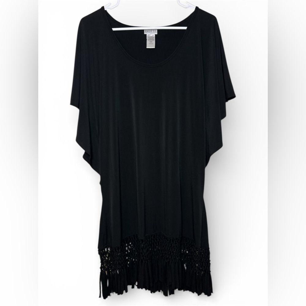 Dotti Women’s Black Fringe Braided Top Size M - Picture 1 of 3